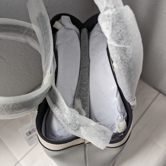 NWT KATE SPADE Sienna Refined Grain Leather Satchel Colorblock Grey Multi - Picture 3 of 4